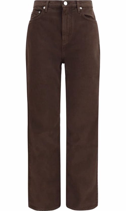 Brown Cotton Straight-Leg Jeans