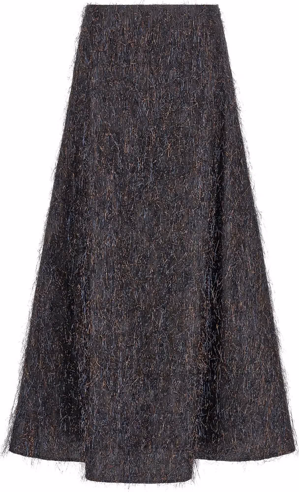 Blue Viscose Midi Skirt