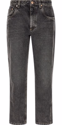 Gray Cotton Straight-Leg Jeans