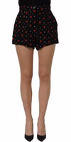 Black Floral High Rise Women Hot Pants Shorts 2