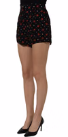 Black Floral High Rise Women Hot Pants Shorts 3