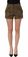 Green Cotton Mid Rise Cargo Hot Pants Shorts 2