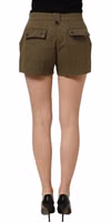 Green Cotton Mid Rise Cargo Hot Pants Shorts 4