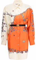 Orange Silk Casual Dress 1