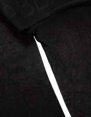 Black Nylon Logo Calf Long Women Accessory Socks