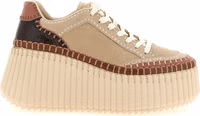 Beige Polyester Wedge Sandals 1
