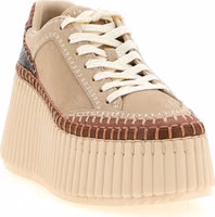 Beige Polyester Wedge Sandals 2