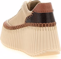 Beige Polyester Wedge Sandals 3