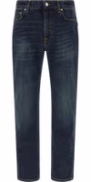 Blue Cotton Straight-Leg Jeans 1