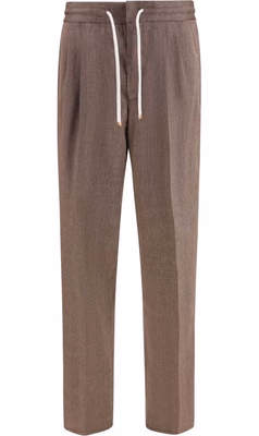 Brown Linen Casual Pants