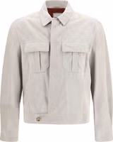 Beige Leather Leather Jacket 1