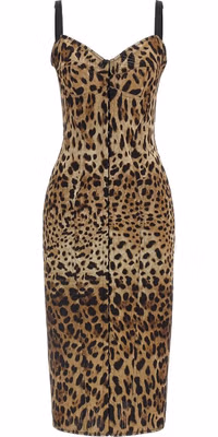 Brown Polyamide Midi Dress