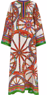 Multicolor Silk Long Dress