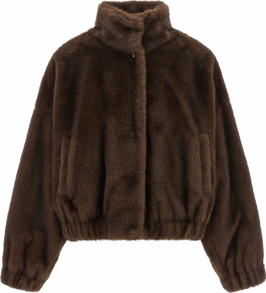 Brown Polyester Full-Length Jacket