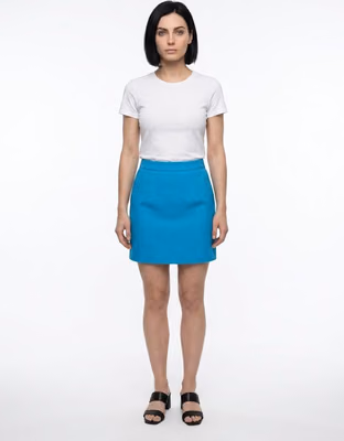 Blue Cotton Mini Skirt