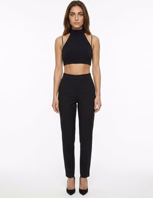 Black Elastane Sleeveles T-Shirt