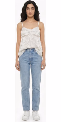 White Silk Sleeveles T-Shirt