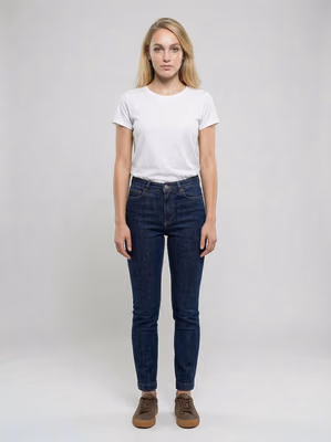 Navy Blue Cotton Skinny Jeans