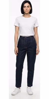 Navy Blue Cotton Straight-Leg Jeans