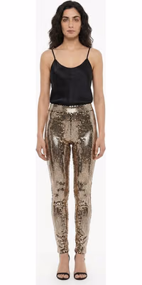 Gold Elastane Casual Pants