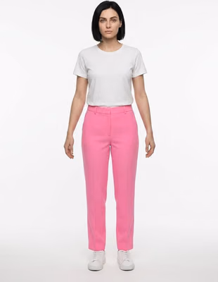Pink Elastane Casual Pants