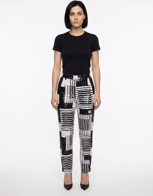 Black And White Polyamide Pants