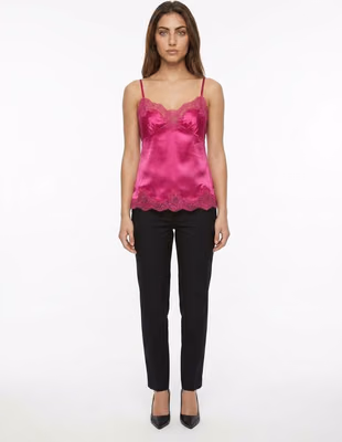 Pink Elastane Sleeveles T-Shirt