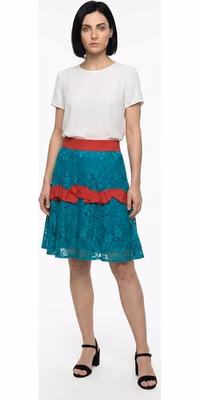 Bicolor Elastane Midi Skirt