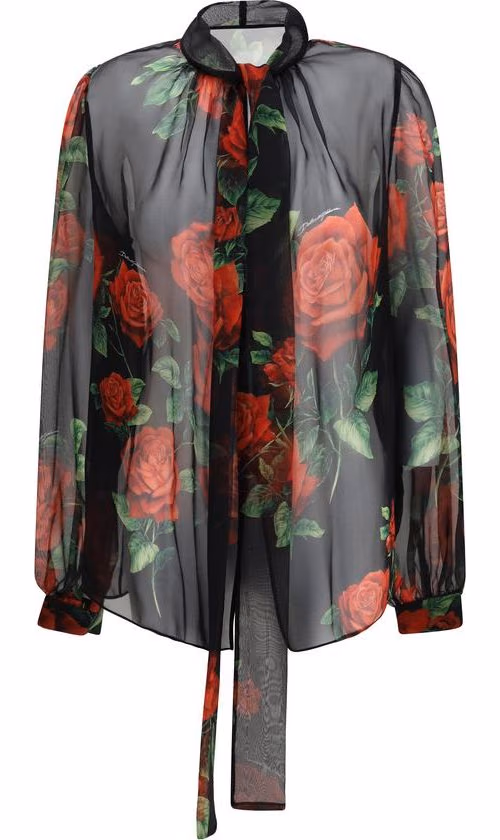 Black Silk Pattern Shirt