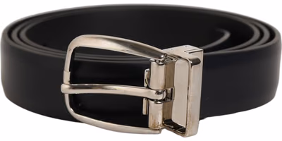 Blue Calf Leather Silver Metal Buckle Belt