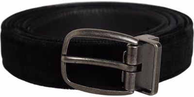 Black Cotton Metal Buckle Classic Men Belt