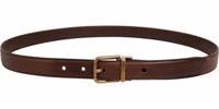 Brown Leather Gold Tone Metal Buckle Belt 2