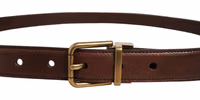 Brown Leather Gold Tone Metal Buckle Belt 3