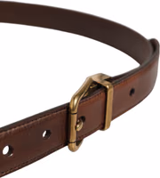Brown Leather Gold Tone Metal Buckle Belt 4