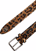 Brown Leopard Calf Hair Studs Metal Buckle Belt 1
