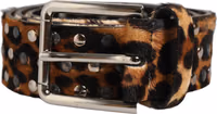 Brown Leopard Calf Hair Studs Metal Buckle Belt 2