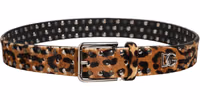 Brown Leopard Calf Hair Studs Metal Buckle Belt 3