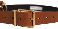 Brown Leather Gold Metal Rings Buckle Belt 3