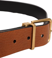 Brown Leather Gold Metal Rings Buckle Belt 4