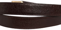 Men Brown Leather Gold Tone Metal Buckle Belt 5
