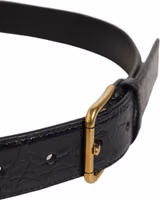 Beige Black Woven Leather Metal Buckle Belt 4