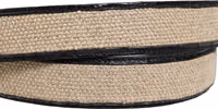 Beige Black Woven Leather Metal Buckle Belt 5