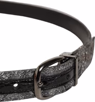 Silver Black Floral Jacquard Metal Buckle Belt 3