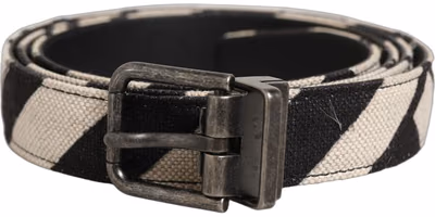 Black Ivory Silver Tone Metal Buckle Belt