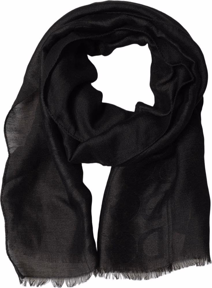 Black DG Logo Fringed Edge Lace Stole Scarf