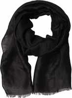 Black DG Logo Fringed Edge Lace Stole Scarf 1