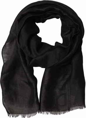 Black DG Logo Fringed Edge Lace Stole Scarf