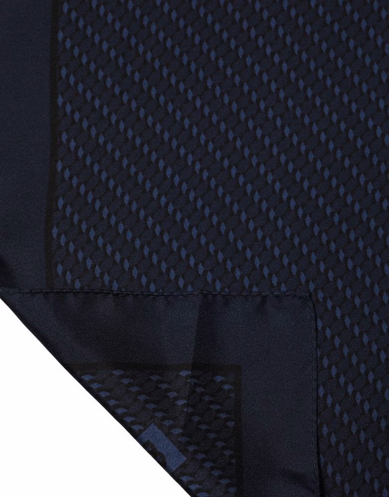 Dark Blue Silk Pocket Square Foulard Scarf