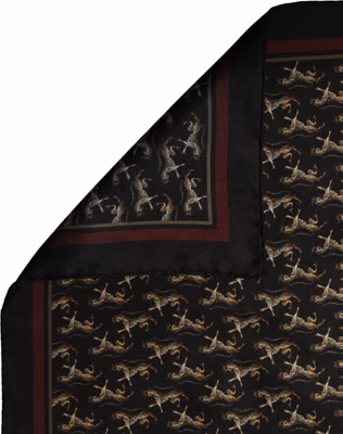 Black Horse Silk Pocket Square Foulard Scarf