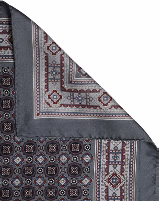 Gray Geometric Pocket Square Foulard Scarf